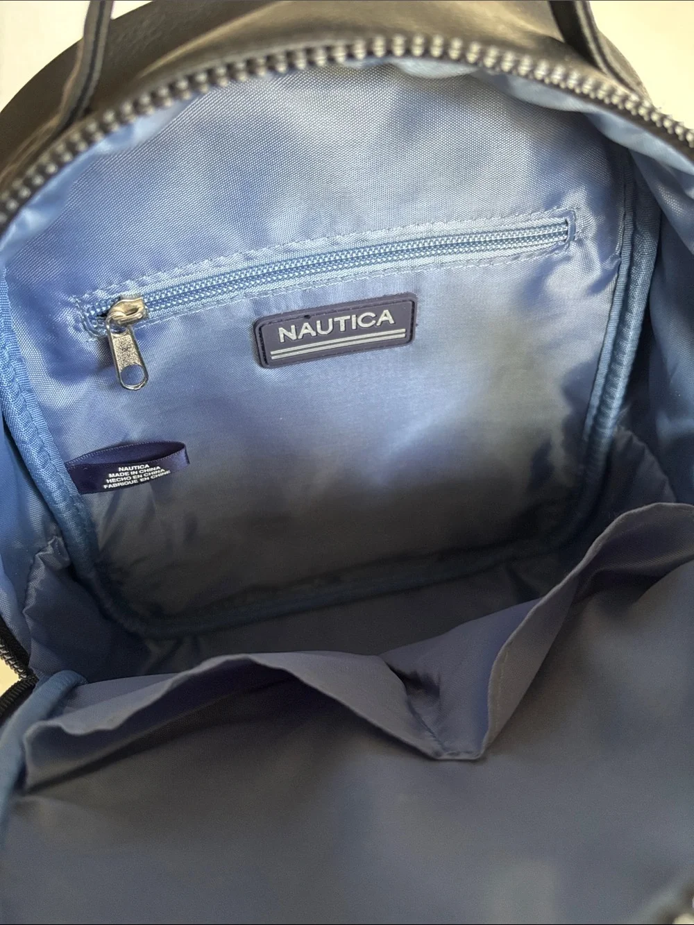 Nautica Black Embossed Logo Mini Backpack